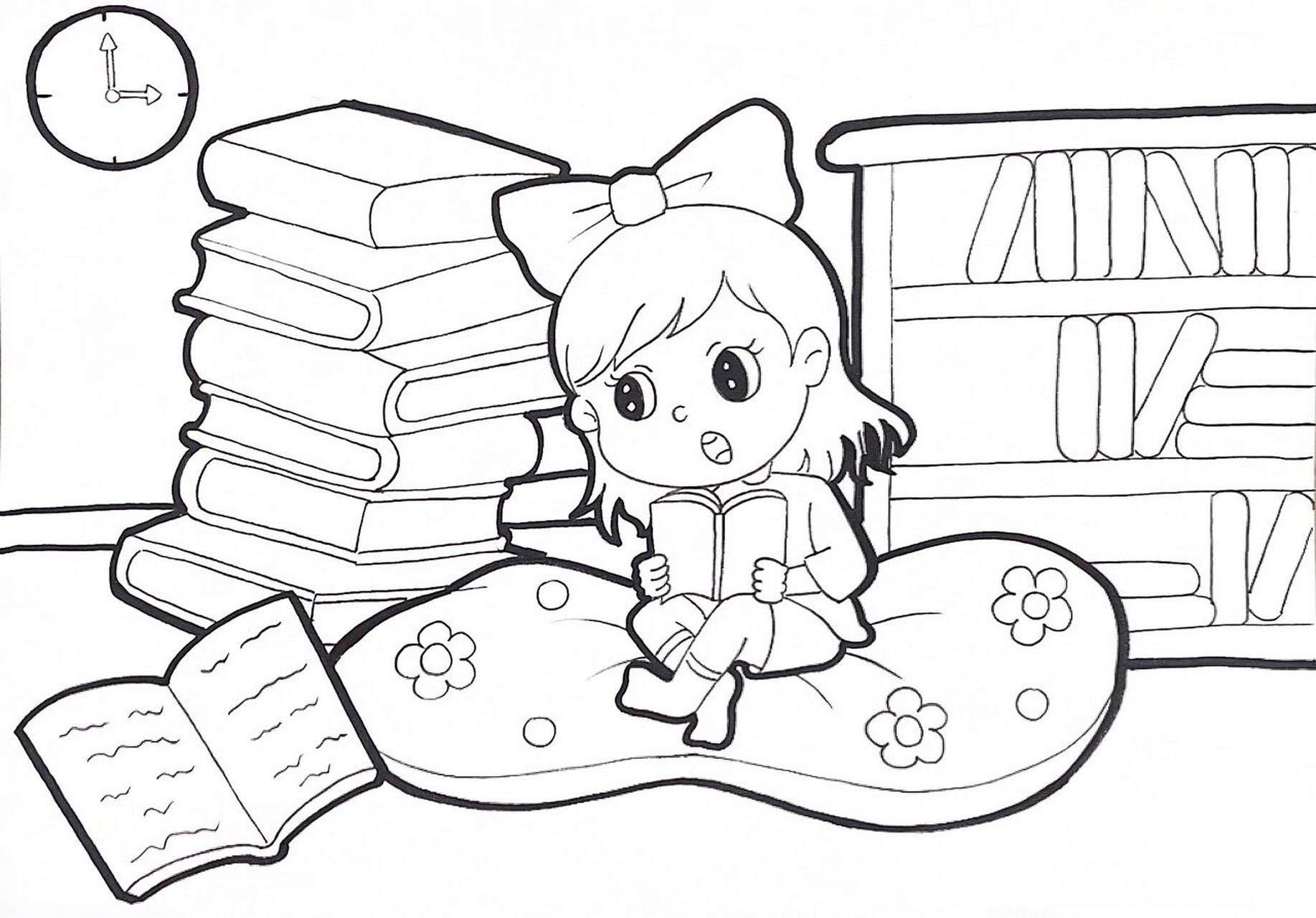 马克笔儿童画我爱读书98 马克笔儿童画卡通画简笔画主题画我爱读书