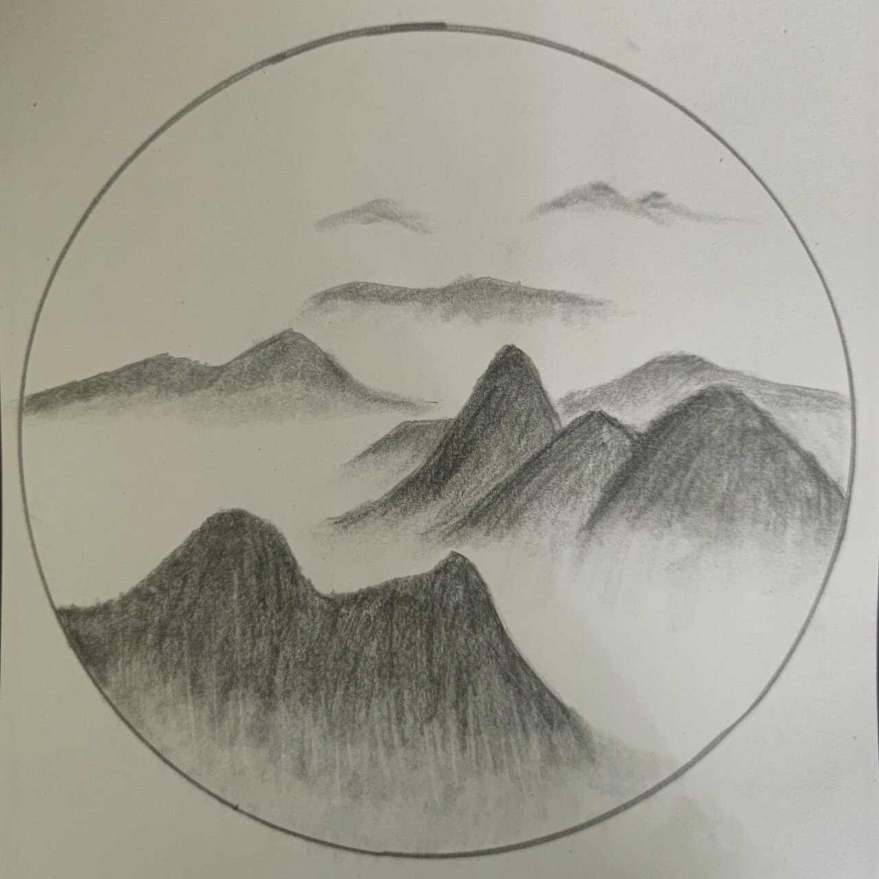 山山风景素描画