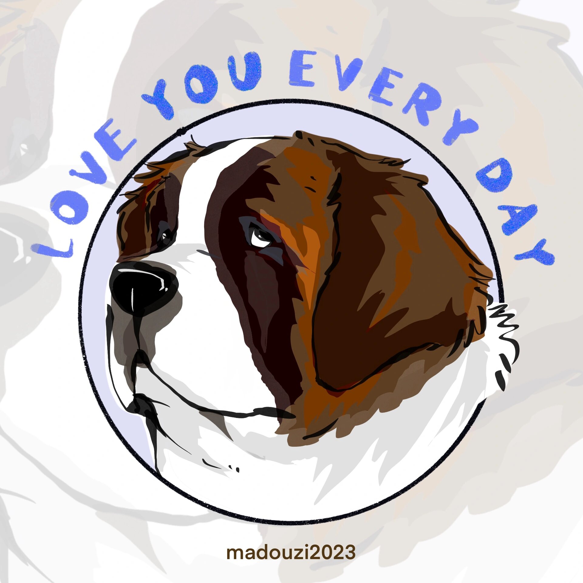 procreate | 圣伯纳犬 憨憨～好喜欢大体型狗狗