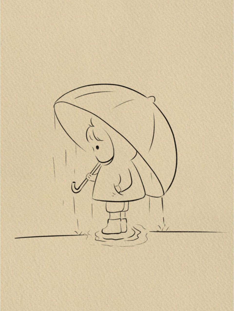 简笔画,附过程‖(5) 一个人撑伞的日子也要顺顺利利 临摹 