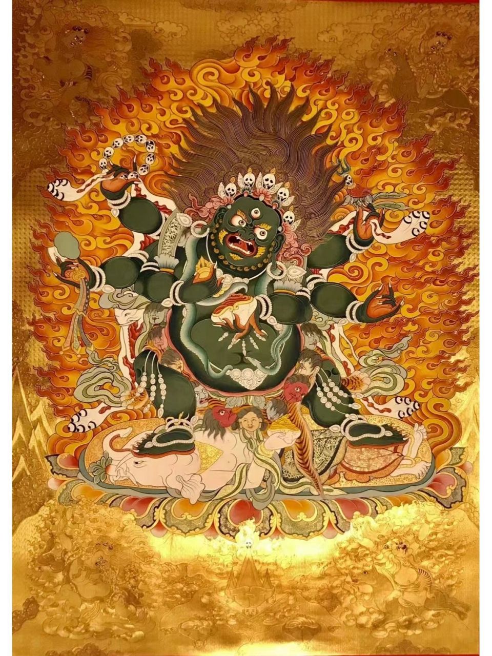 六臂大黑天财神～精品唐卡艺术 六臂 玛哈嘎拉为四臂观音之慈悲化现