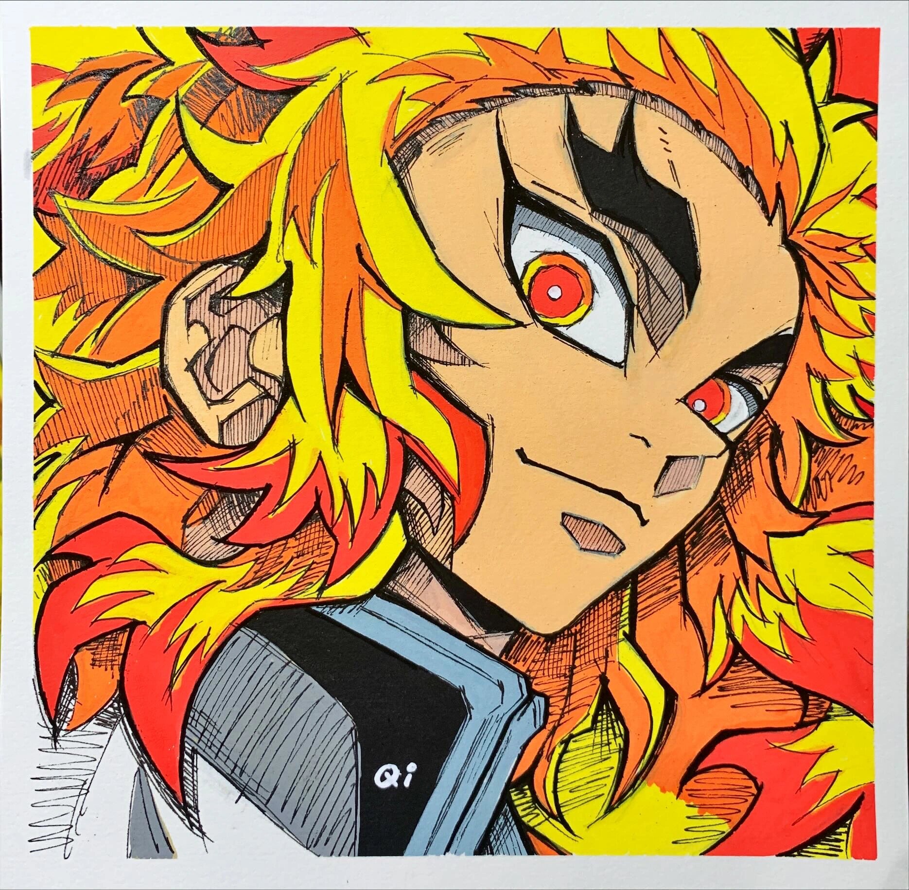 丙烯马克笔手绘 | 鬼灭之刃炼狱杏寿郎