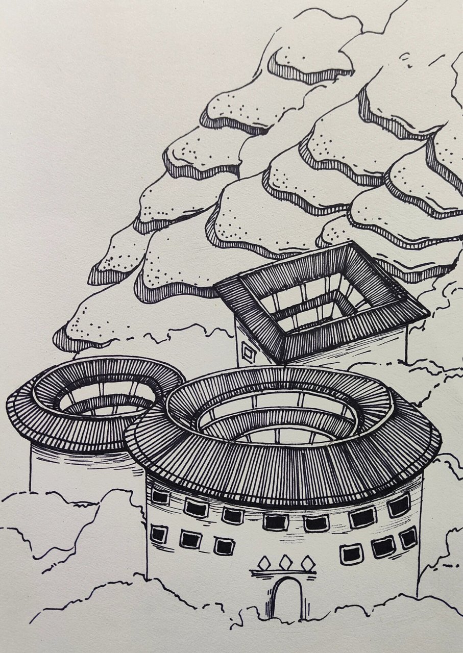 少儿美术课堂,线描控笔练习,福建土楼