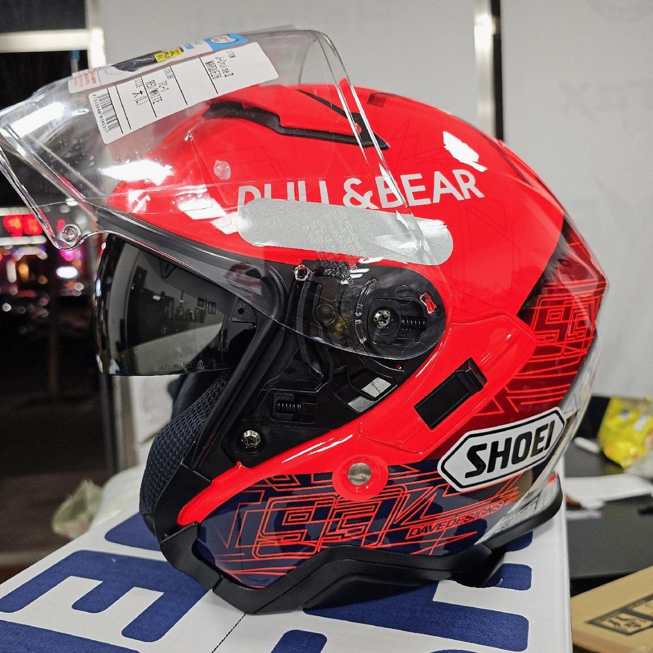 shoei jc 二代红蚂蚁半盔.四分之三头盔,双镜片夏季必备.