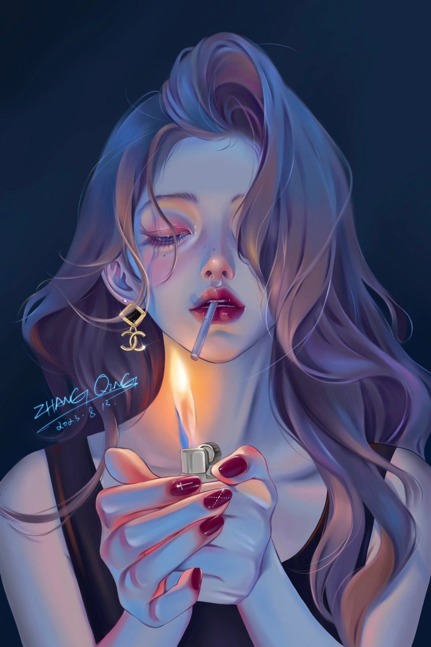 拽姐92酷酷女孩 #画画的日常# 爱死这组色感了,手都画废了,累了