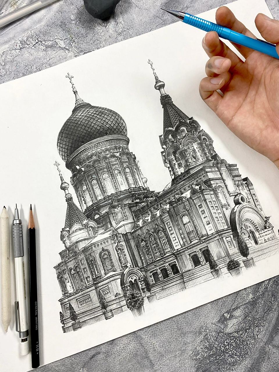 索菲亚教堂 建筑素描是真废手. 商业插画