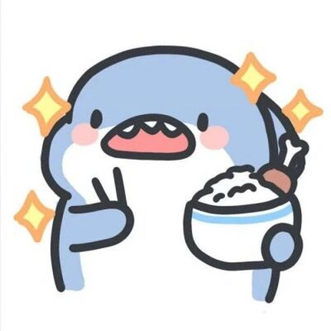 可爱的小鲨鱼头像～ 可爱小鲨鱼吃东西的样子,超级可爱!