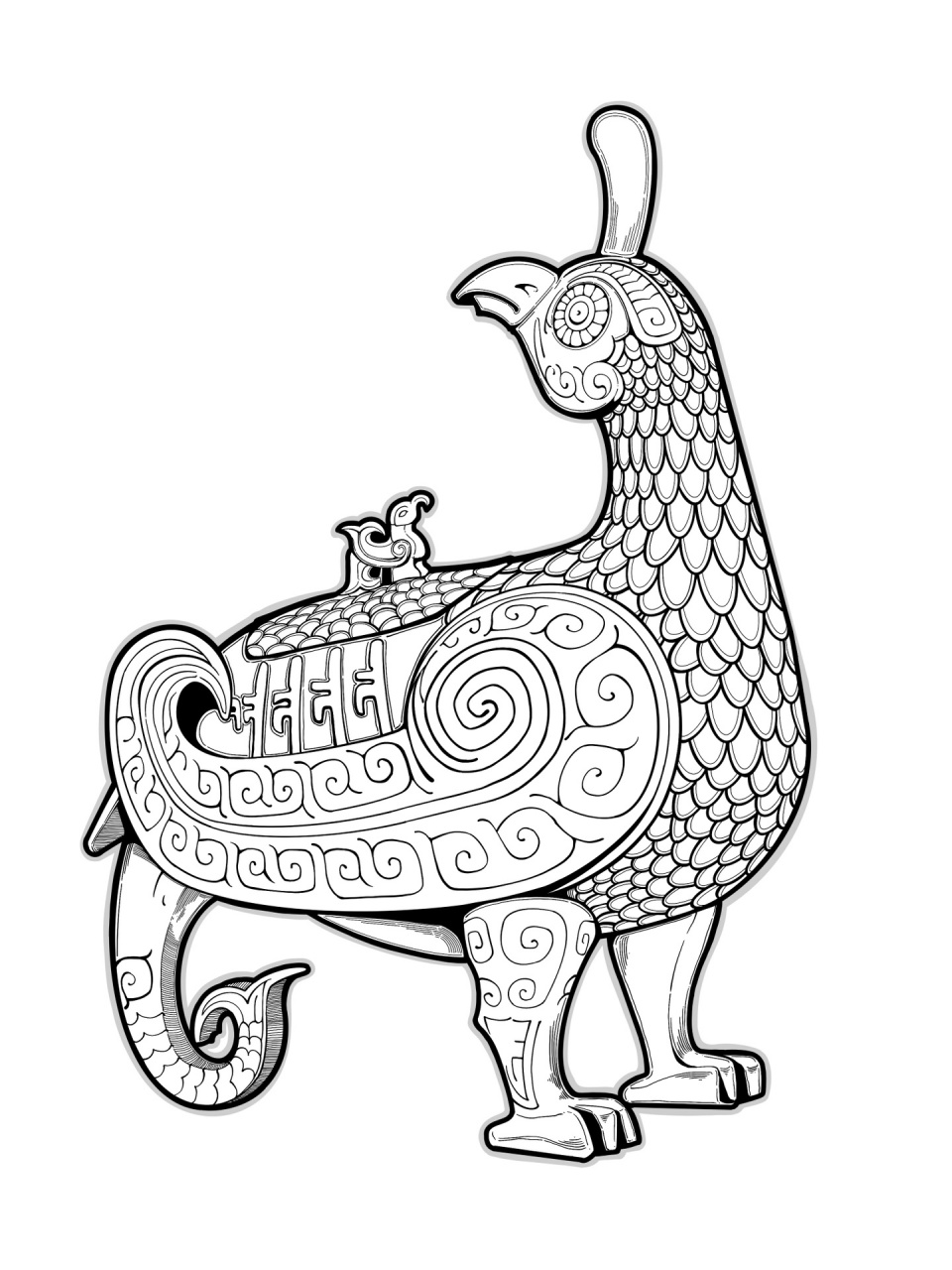 文物插画—晋侯鸟尊 文物插画:晋侯鸟尊出土地:山西省曲沃县北赵村晋