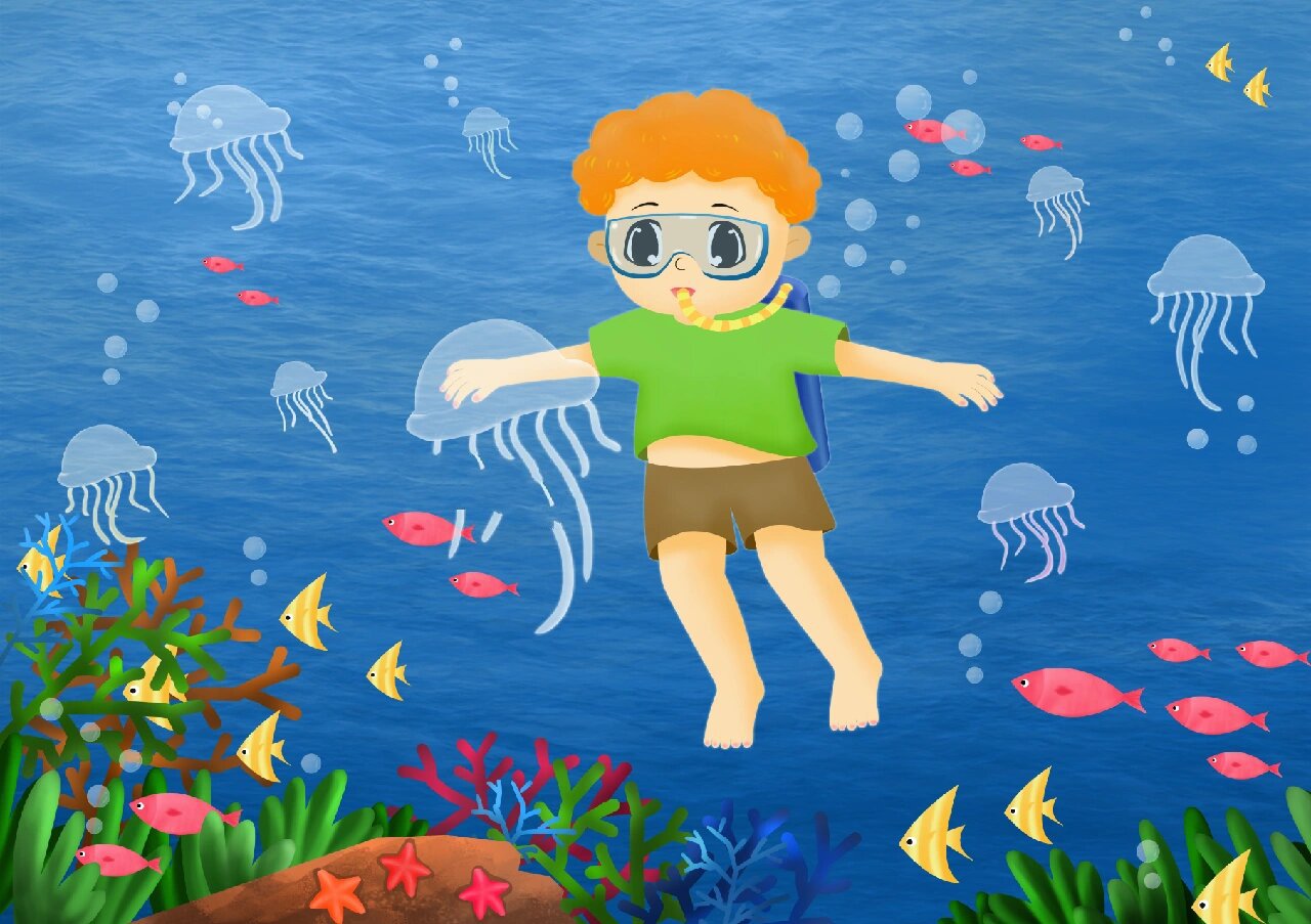 插画41|儿童主题画|海底潜水探险记 ——98989898—— 我正在