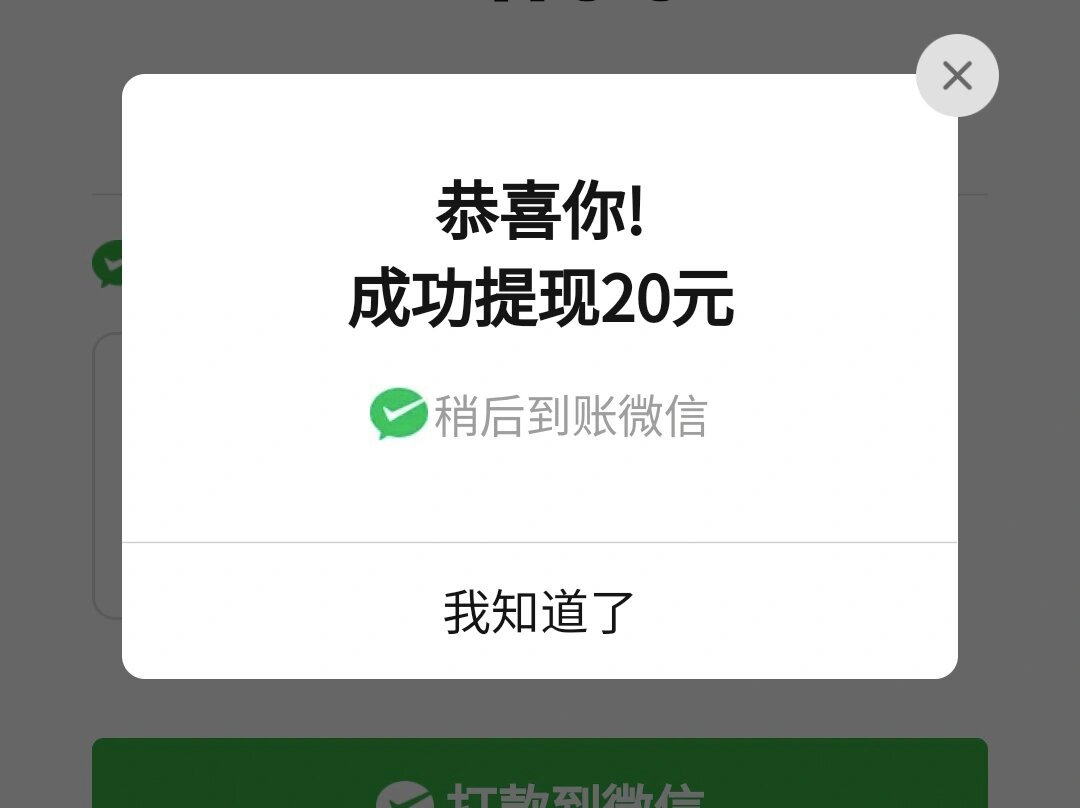 第一次20元提现成功