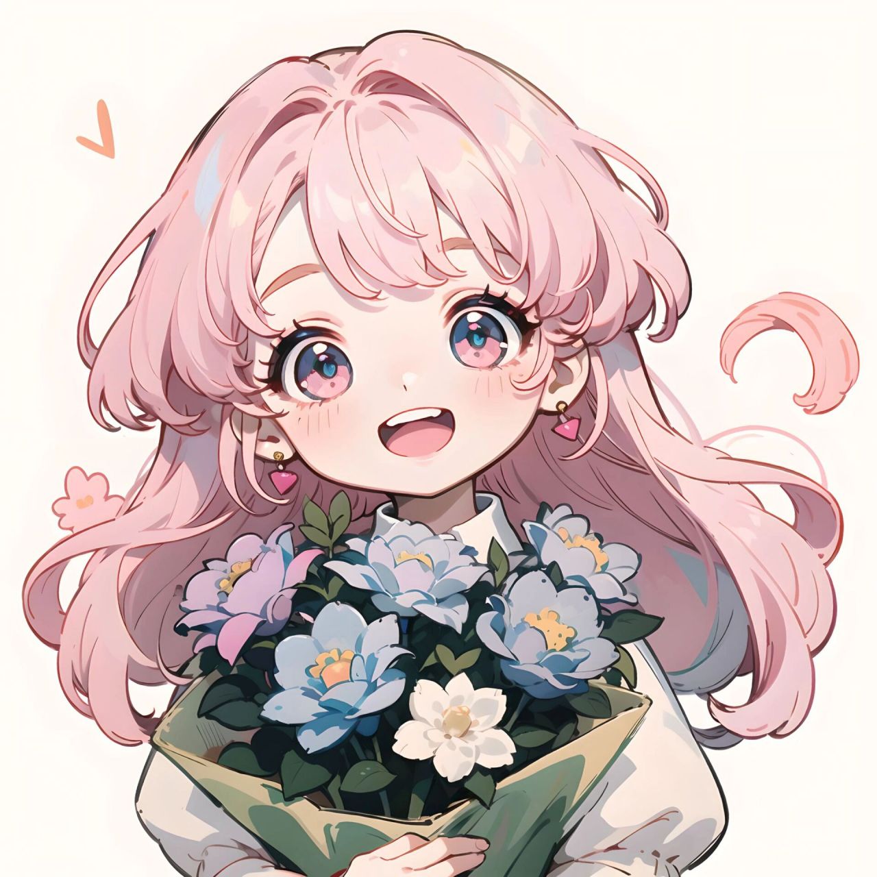 可爱女生头像抱花系列之粉玫瑰