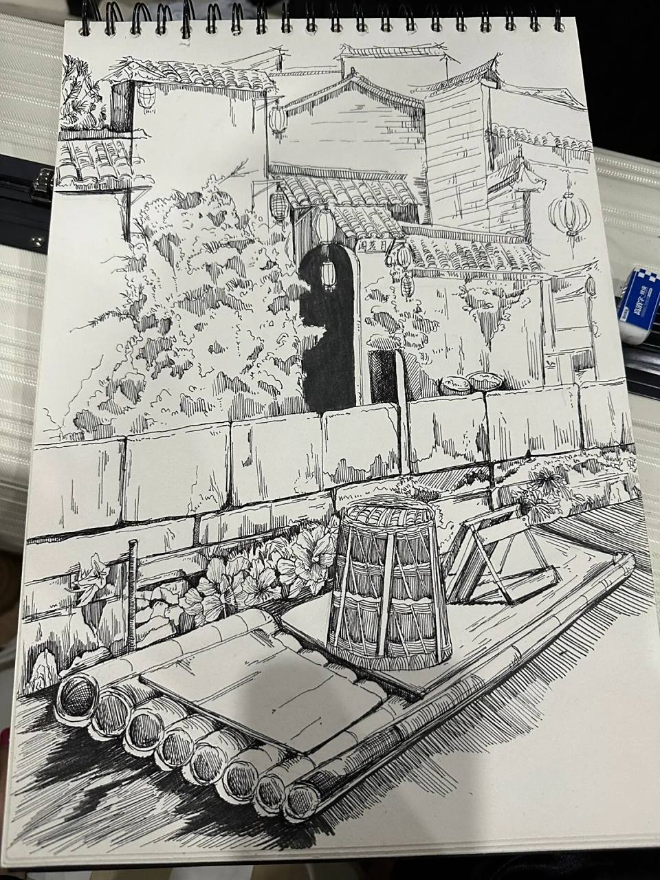 安徽宏村风景速写