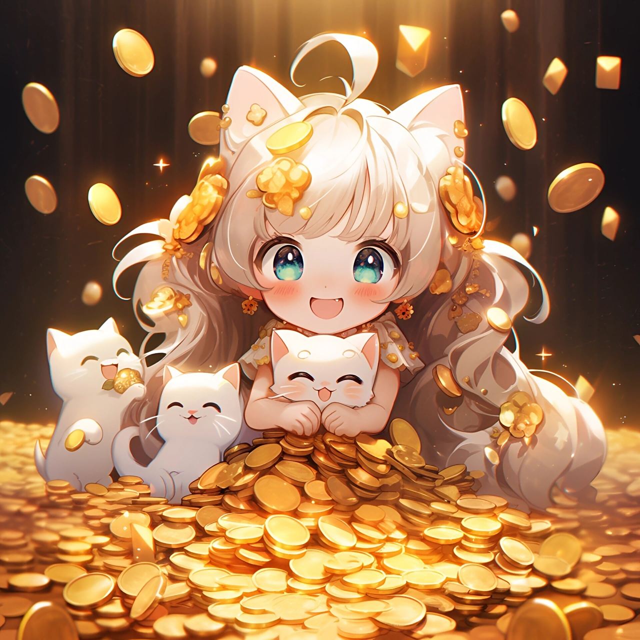 招财头像|可爱招财猫 暴富女孩