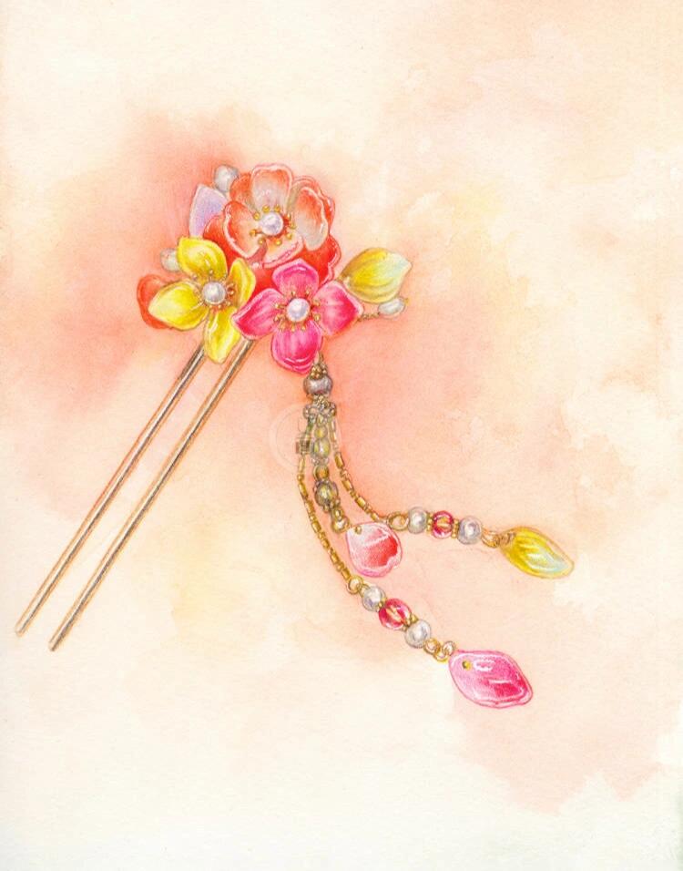 彩铅古风发簪,你值得拥有