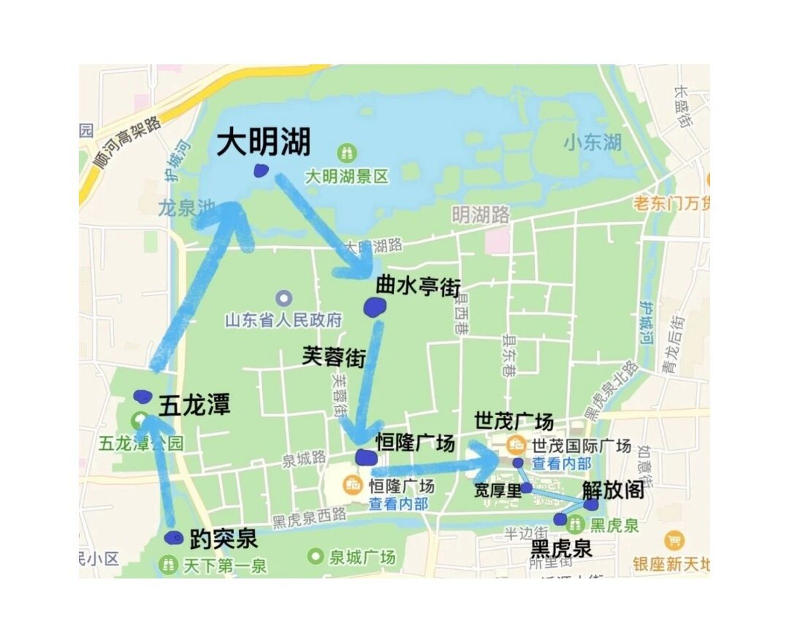 趵突泉景区游览路线图图片