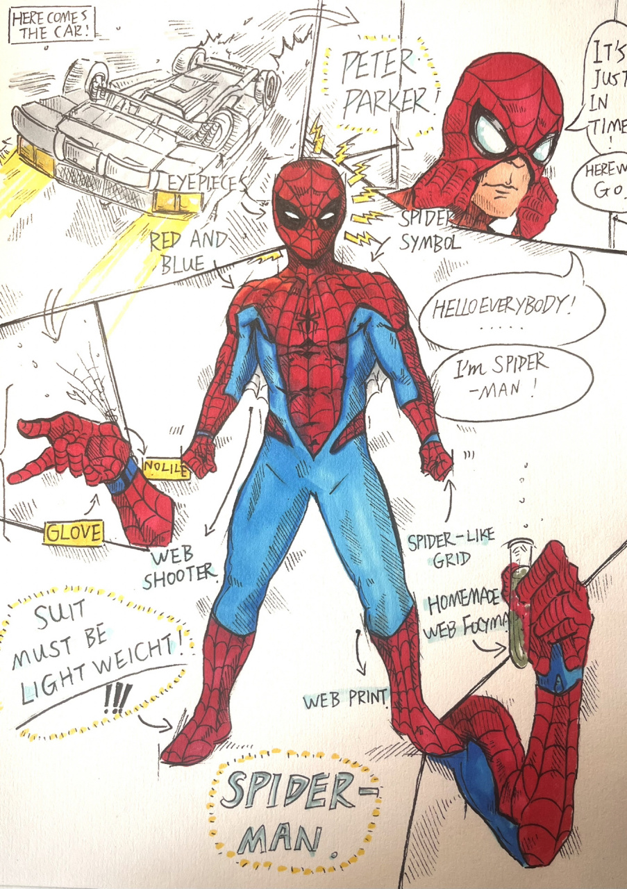 手绘漫画蜘蛛侠 手绘漫画蜘蛛侠,设计图,手艺一般多担待