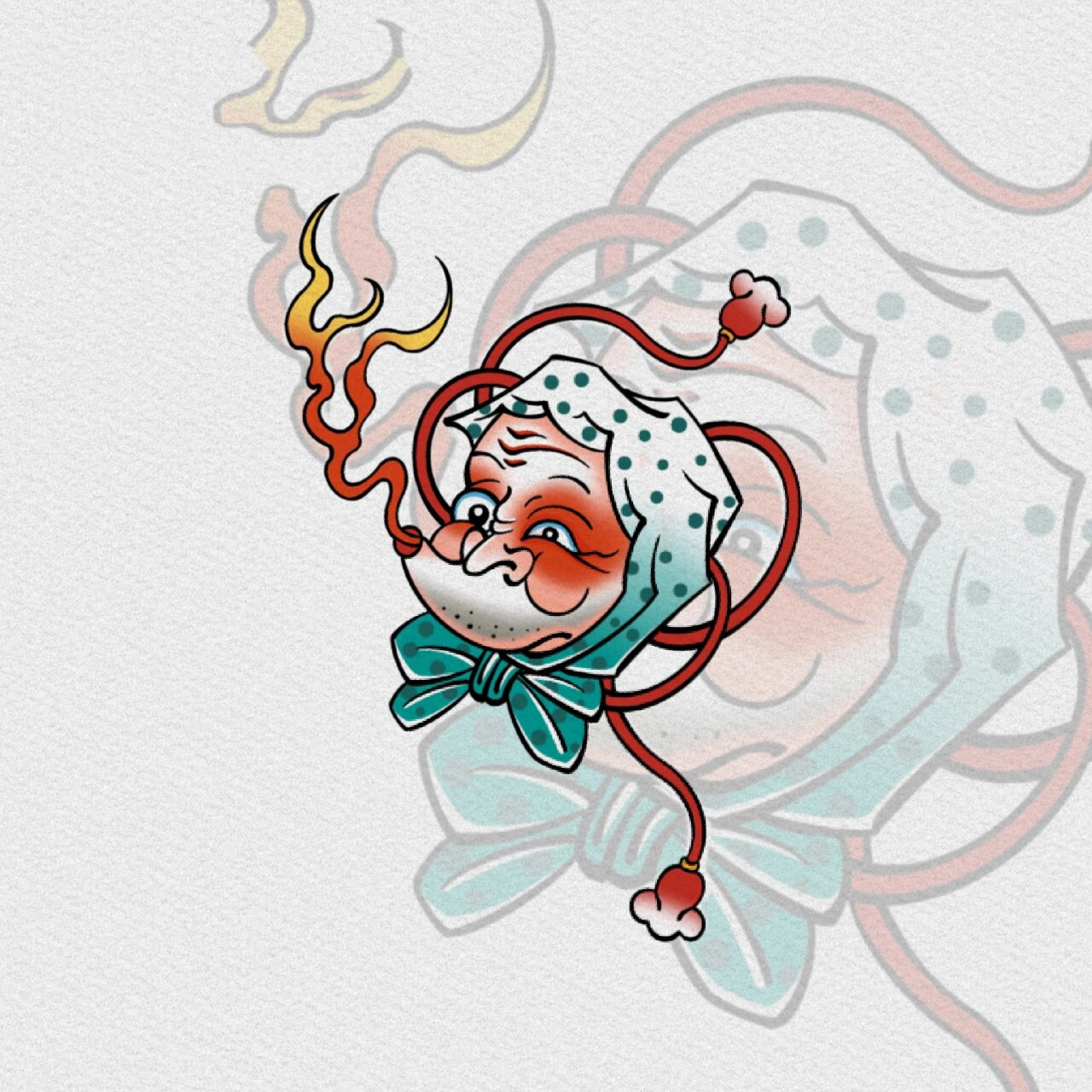 青岛纹身|吹火男 日本传统祭典面具 火男被誉为异世的孩子 有招财纳福