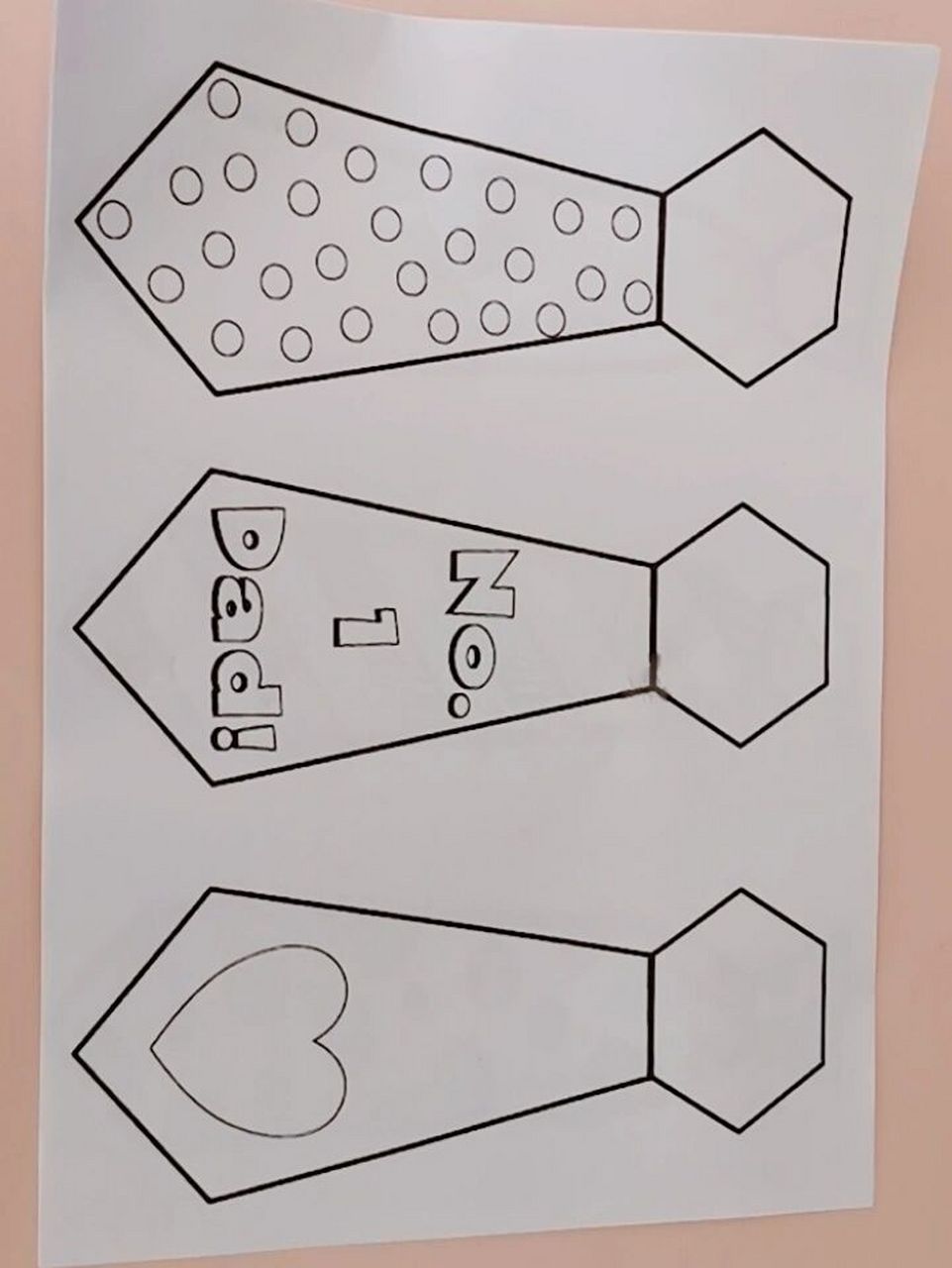 幼儿园手工,领带,父亲节礼物 打印领带,裁剪.