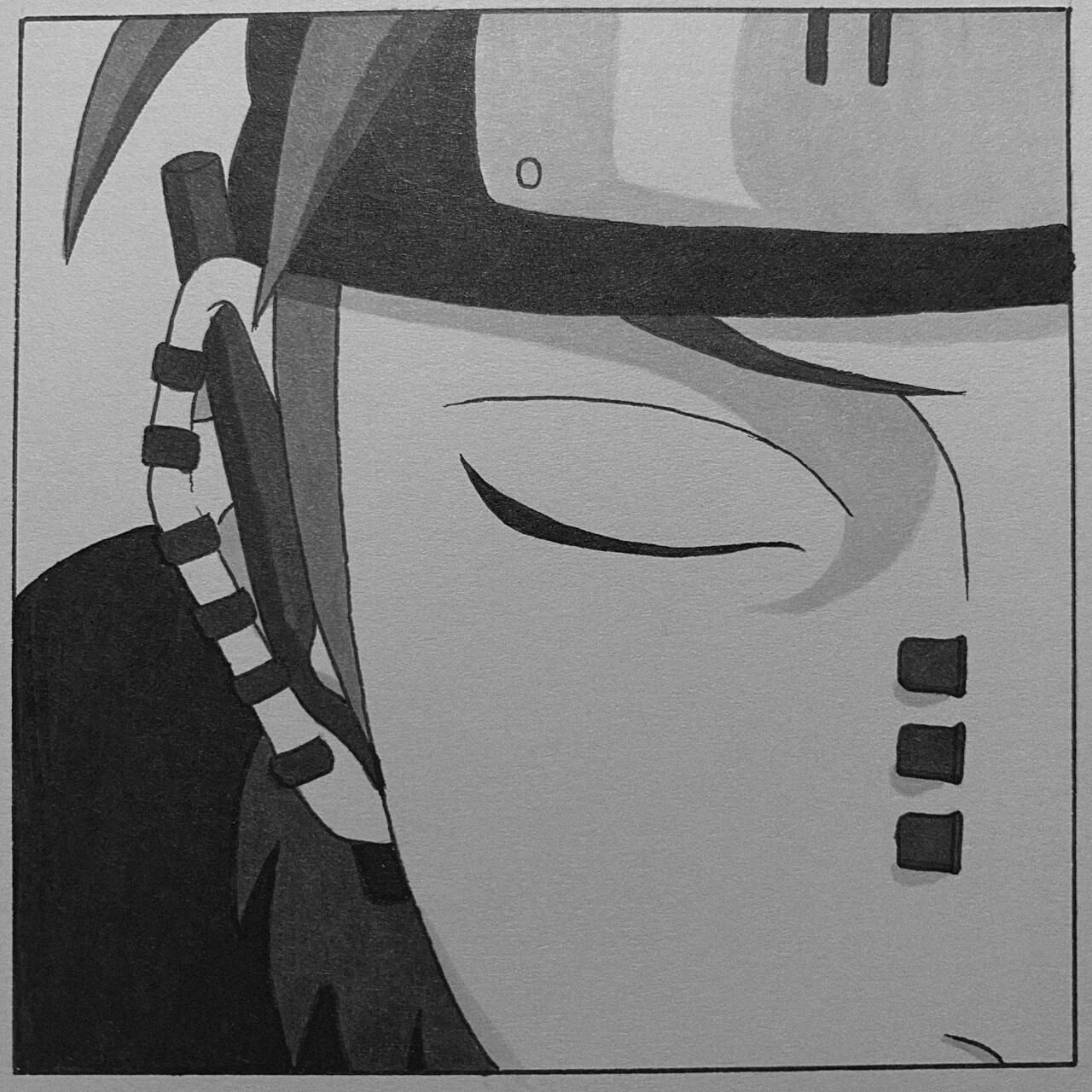 火影忍者天道佩恩马克笔手绘简笔画教程 #临摹 "一定要雨停了才来送伞