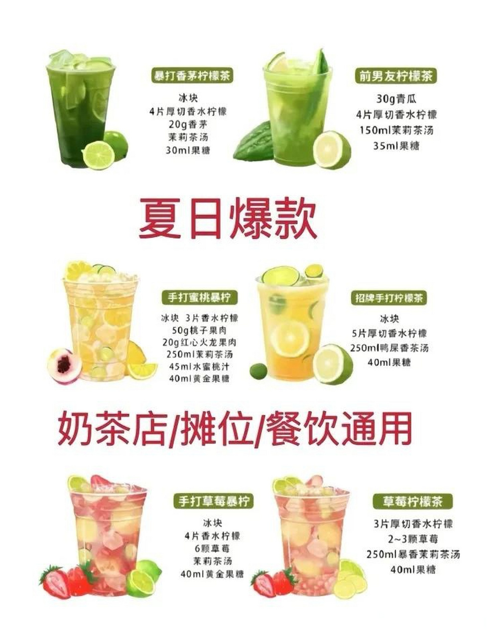 泰式渣男绿～前男友(青瓜)柠檬茶～茉莉绿茶百搭茶底～蜜桃乌龙～招牌