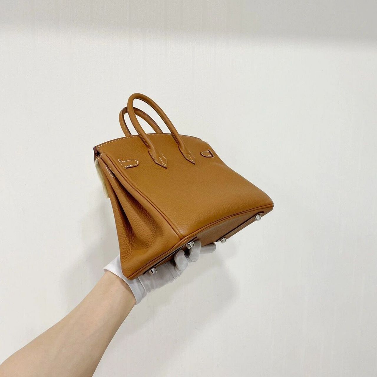 出94全新爱马仕birkin25金棕银扣u刻手提包  全新hermes爱马仕 金棕