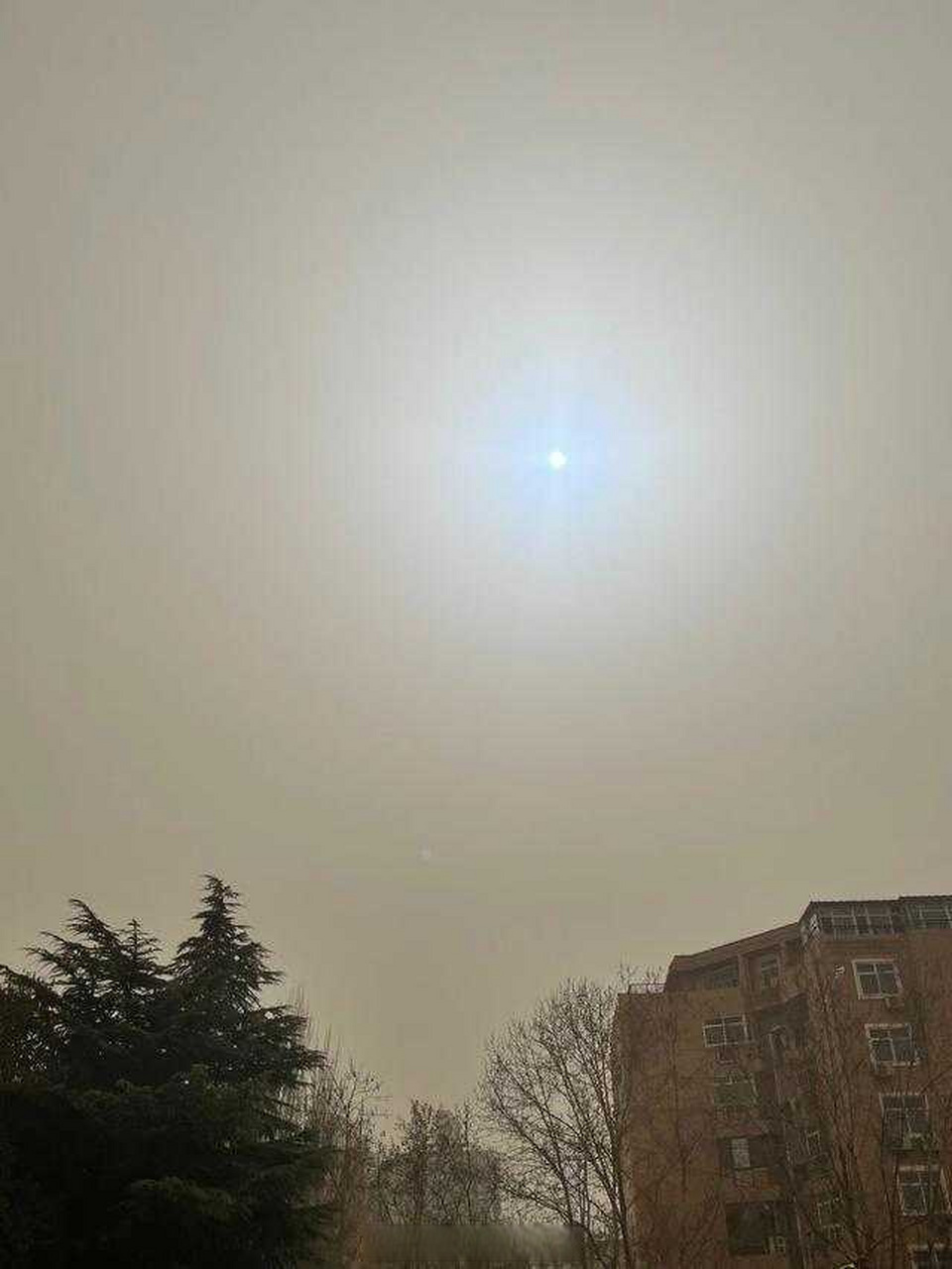 刚刚,石家庄上空出现了火星同款"蓝太阳"