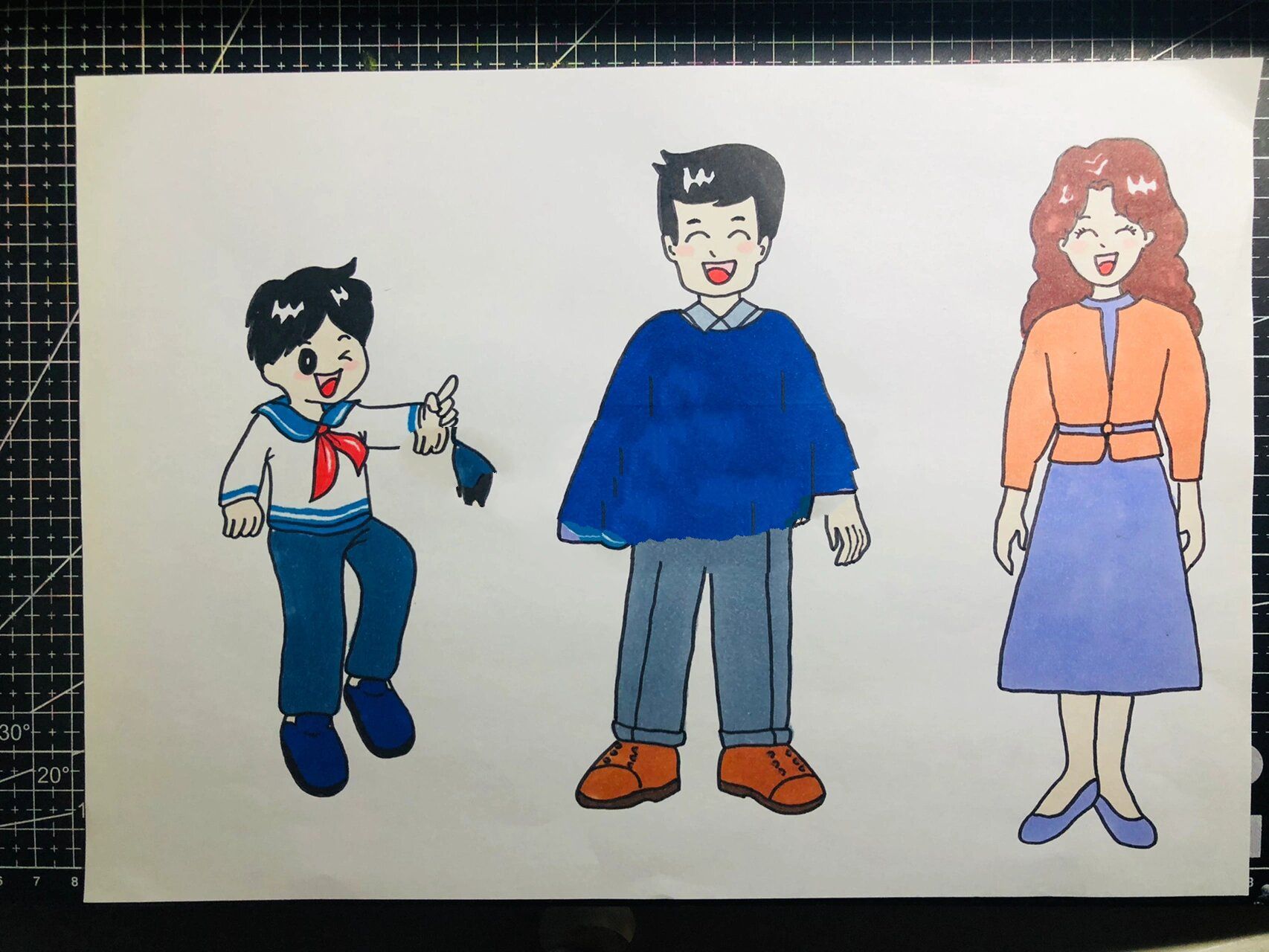 简单的家庭成员手绘简笔画 这个题材是关于新年家庭会议的主题哦 家里