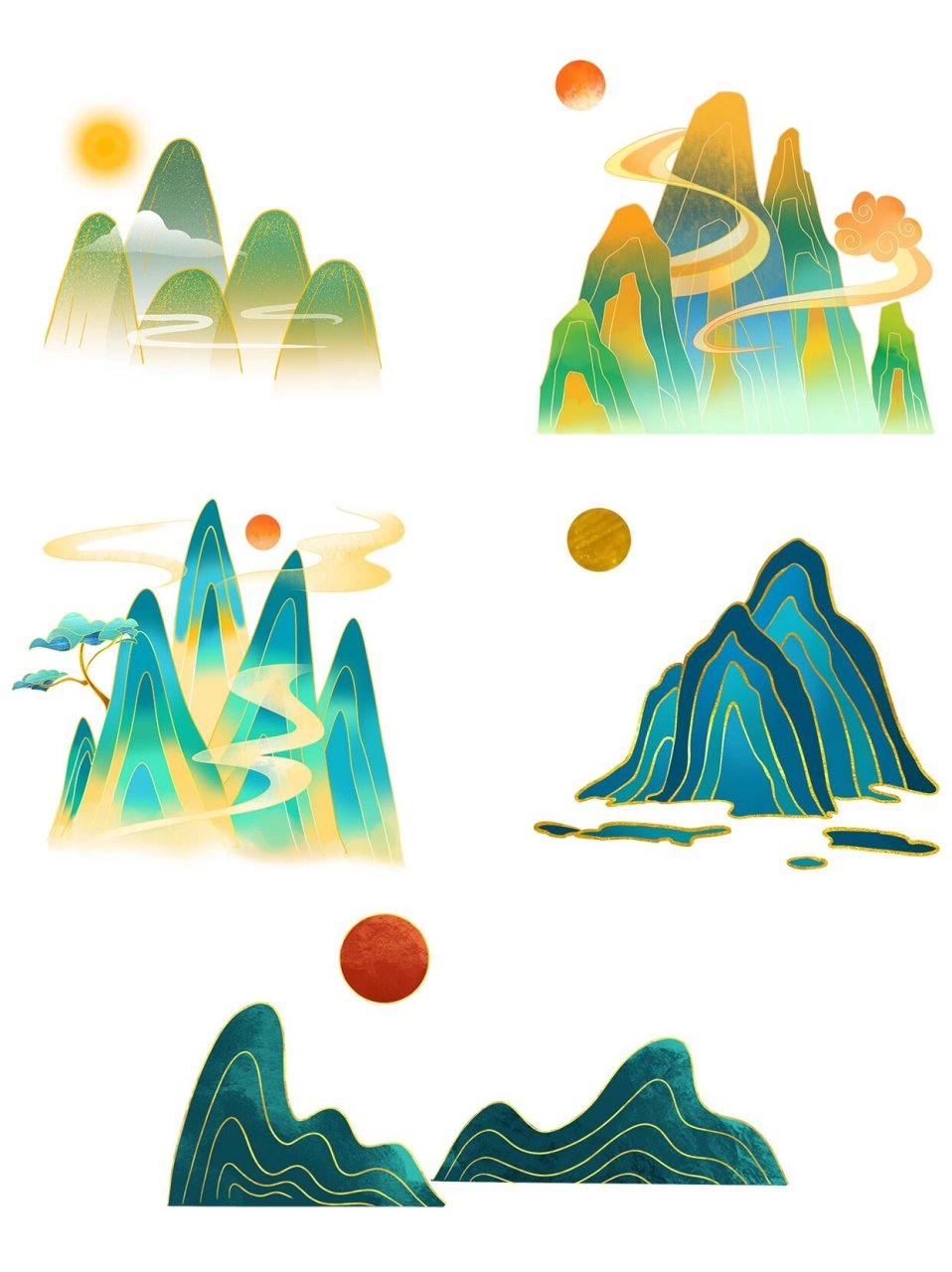 免抠素材⛰️中式国风国潮风山素材合集 此前为大家分享过国潮风