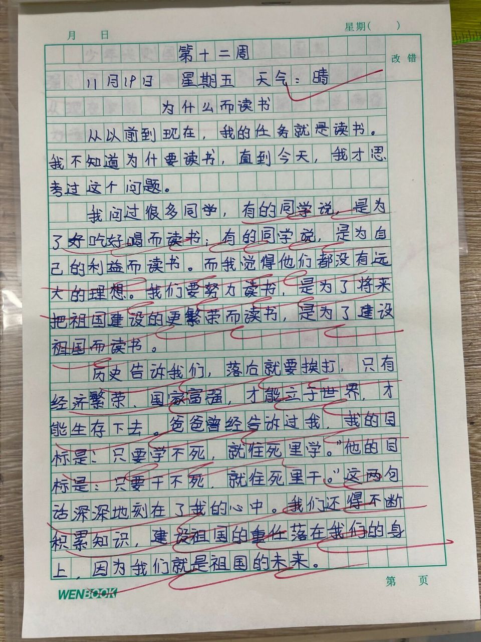 四年级周记爱国篇 四年级周记爱国篇 为什么而读书