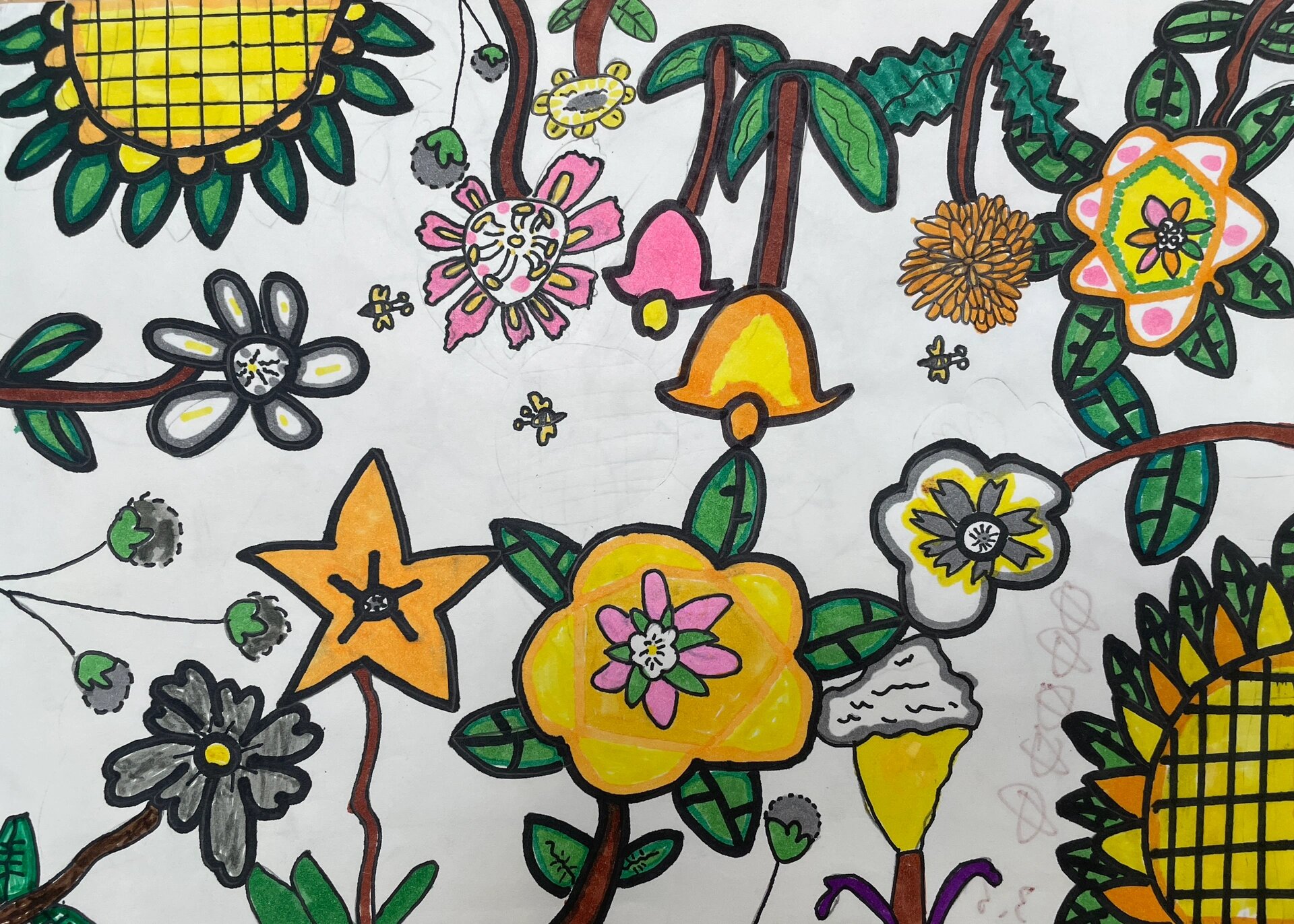 《花儿朵朵》 苏少版美术 二下 《花儿朵朵》学生作业 我的娃们太棒啦