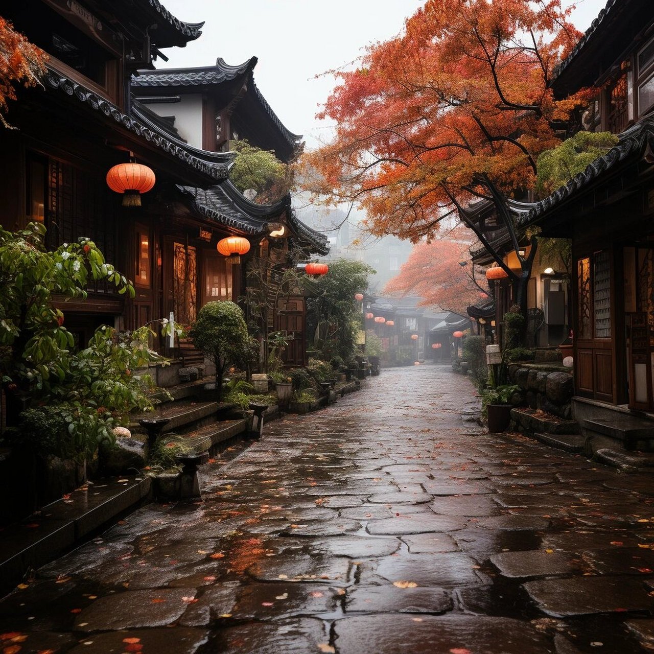 街道秋景 秋天,我们走在街道上,眼前是一片金黄色的景色.