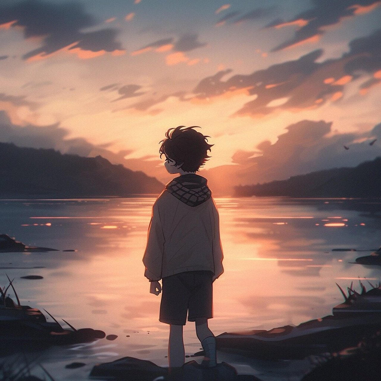 "日落尤其温柔,人间皆是浪漫"92 男生帅气动漫头像91