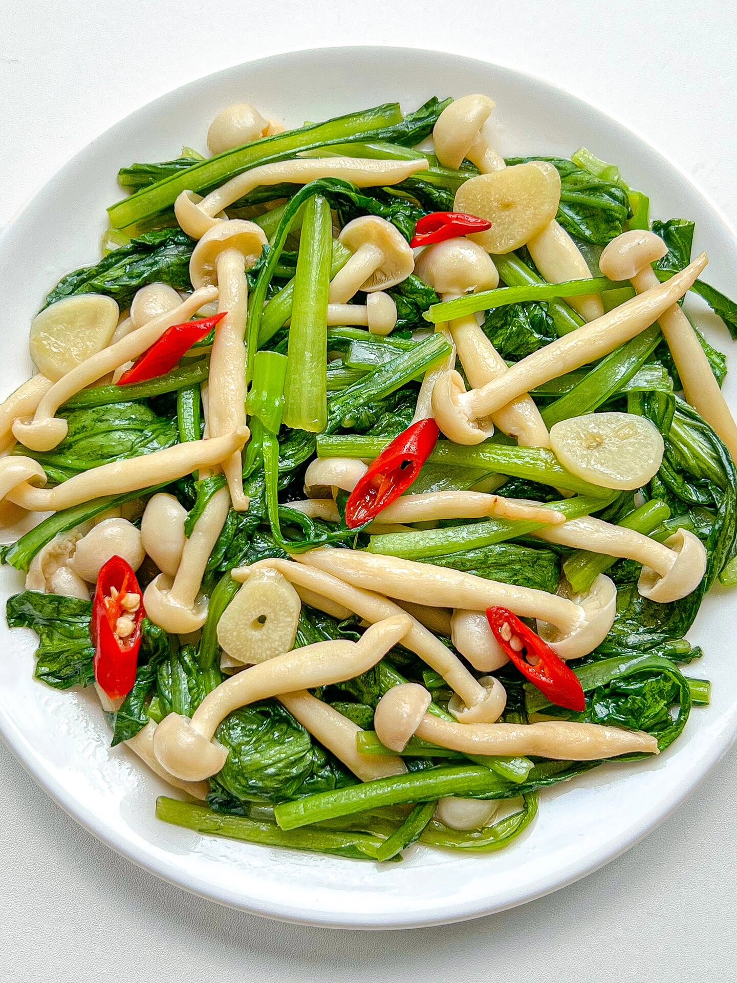 青菜炒白玉菇|低脂又美味73三分钟快手菜