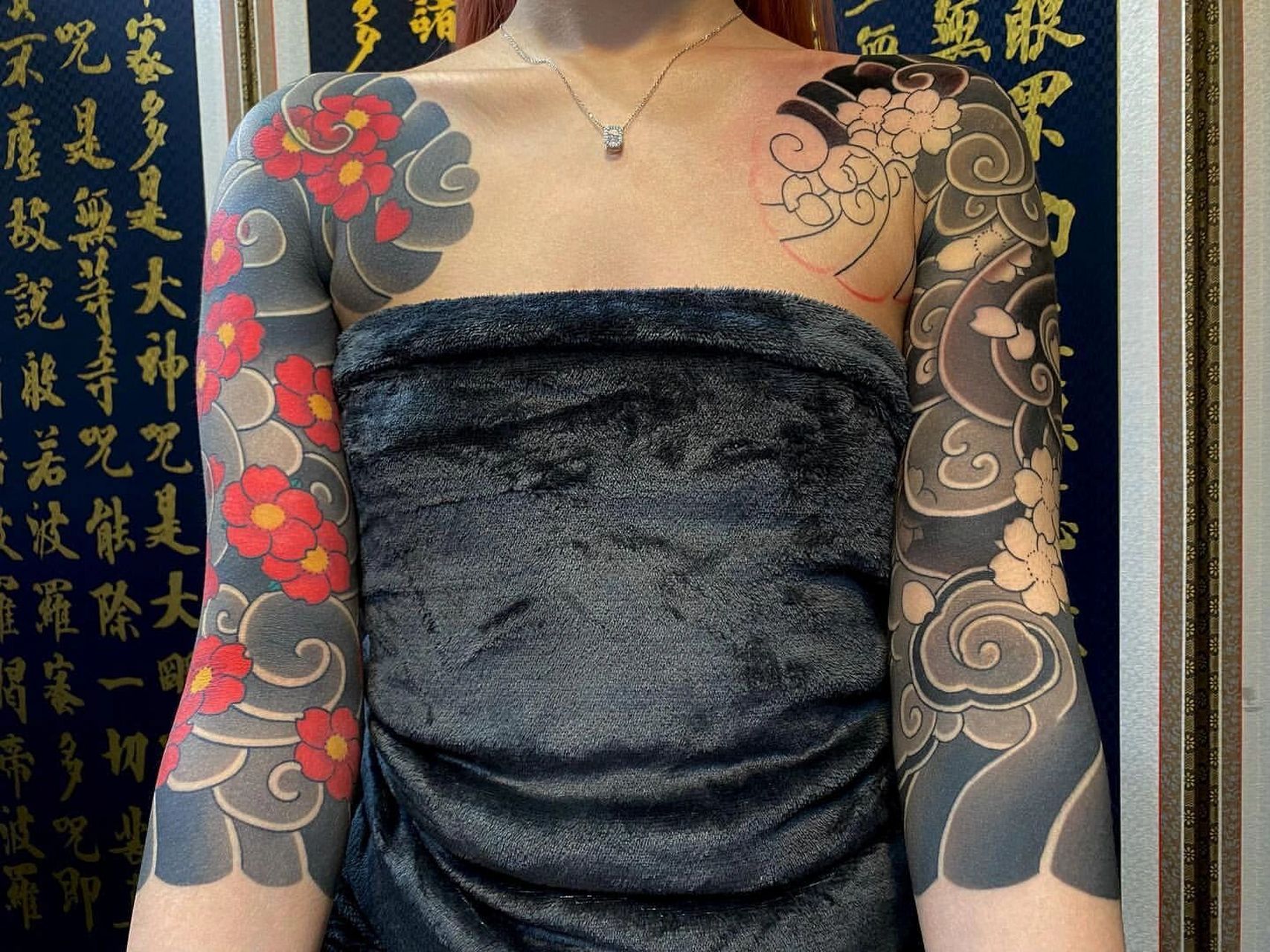 老传统纹身 樱花臂