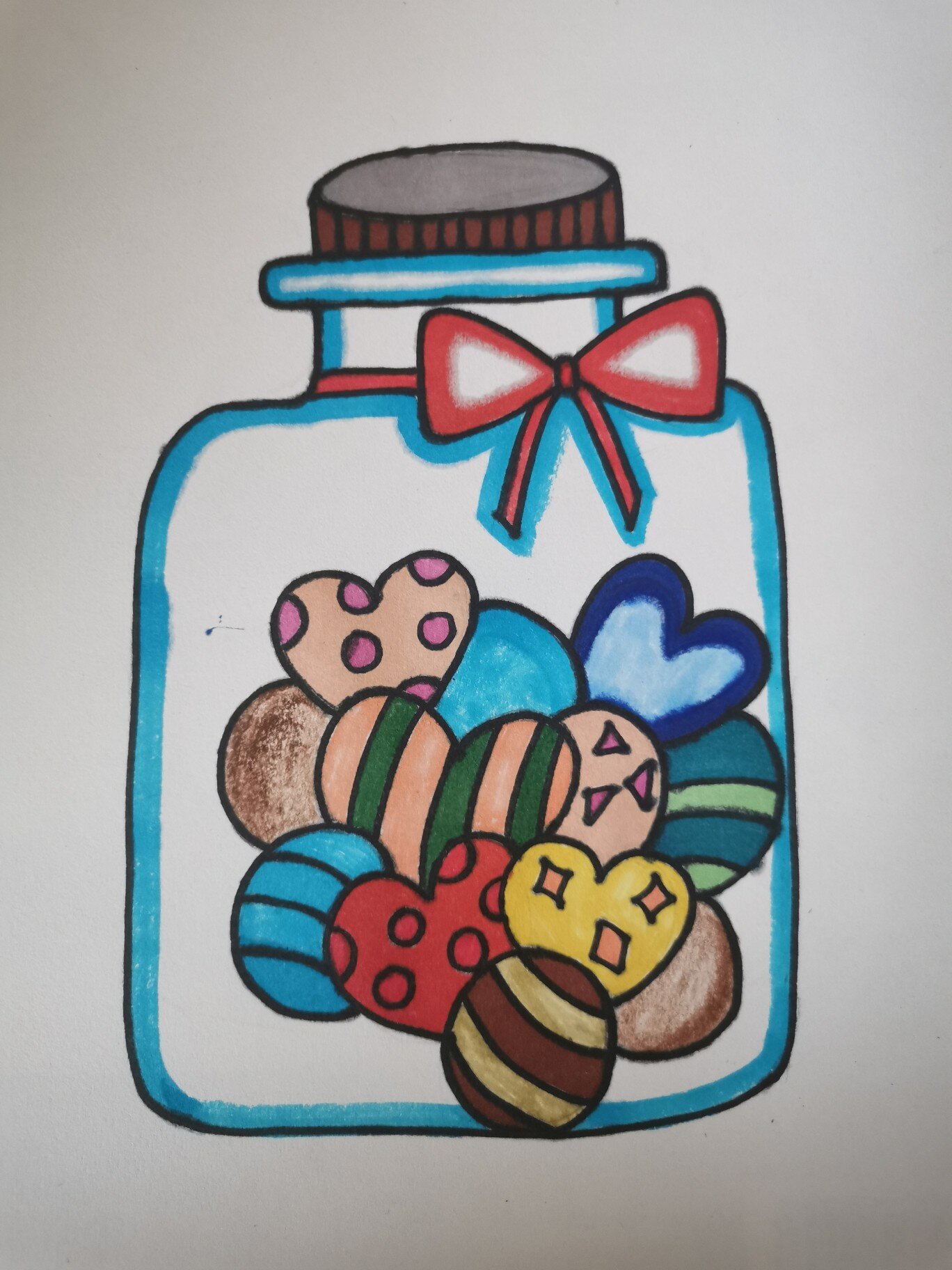 10简易儿童画 马克笔 糖果罐子 临摹@91三月疯兔叽 p2线稿 p3勾线图