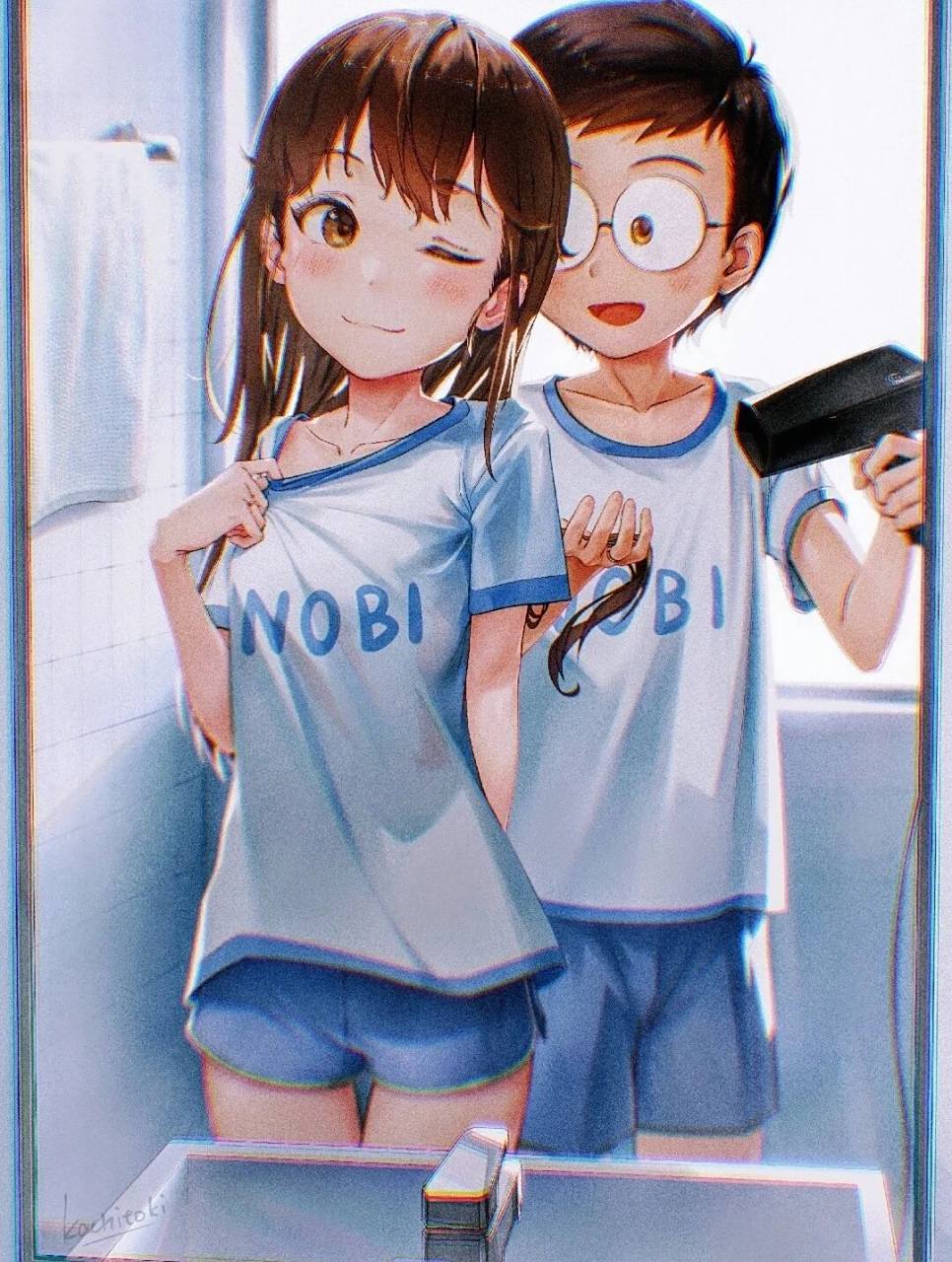 哆啦a梦和大雄壁纸系列9393 每一次打开朋友圈 他还是会不由自主