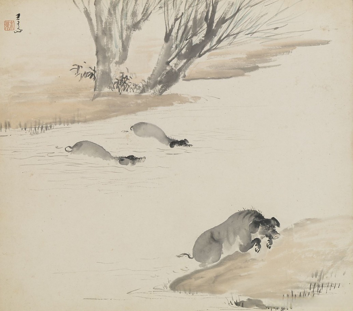 颇有意思的古画 猪图.清代王素/台北故宫博物院