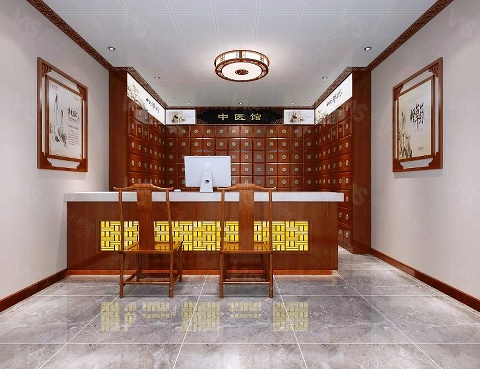 中医馆设计方案|中医馆装修效果图/施工图纸 9595959595