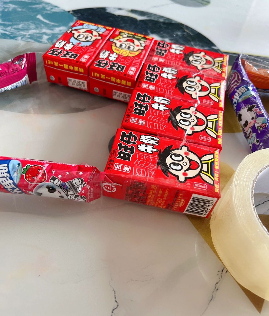 六一手工 旺仔牛奶棒棒糖97爱心包包两娃改良版附教程!