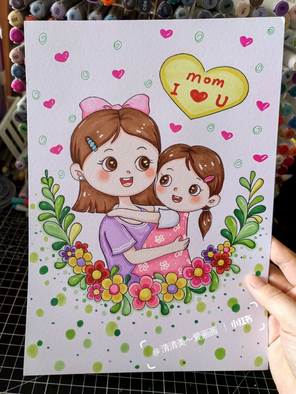 母亲节主题画 母亲节只是五月中的一天,而母亲的爱却是岁岁年年