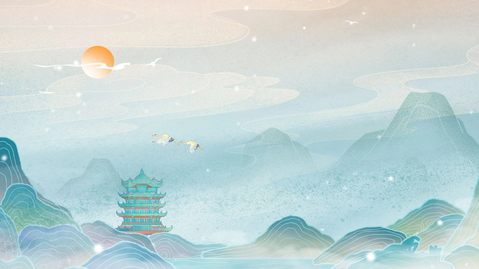 古风ppt背景素材分享丨青绿系