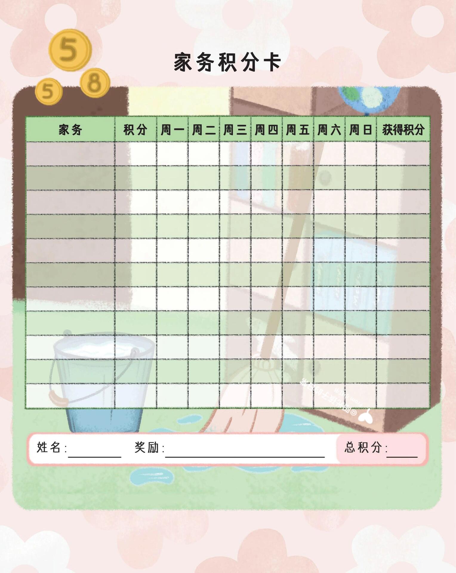 5种积分奖励卡,激励孩子完成目标 96涂色奖励卡1:完成任务可以得到