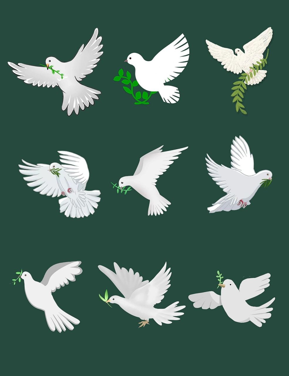 手绘鸽子94展翅飞翔96国庆素材|png素材 宝宝们
