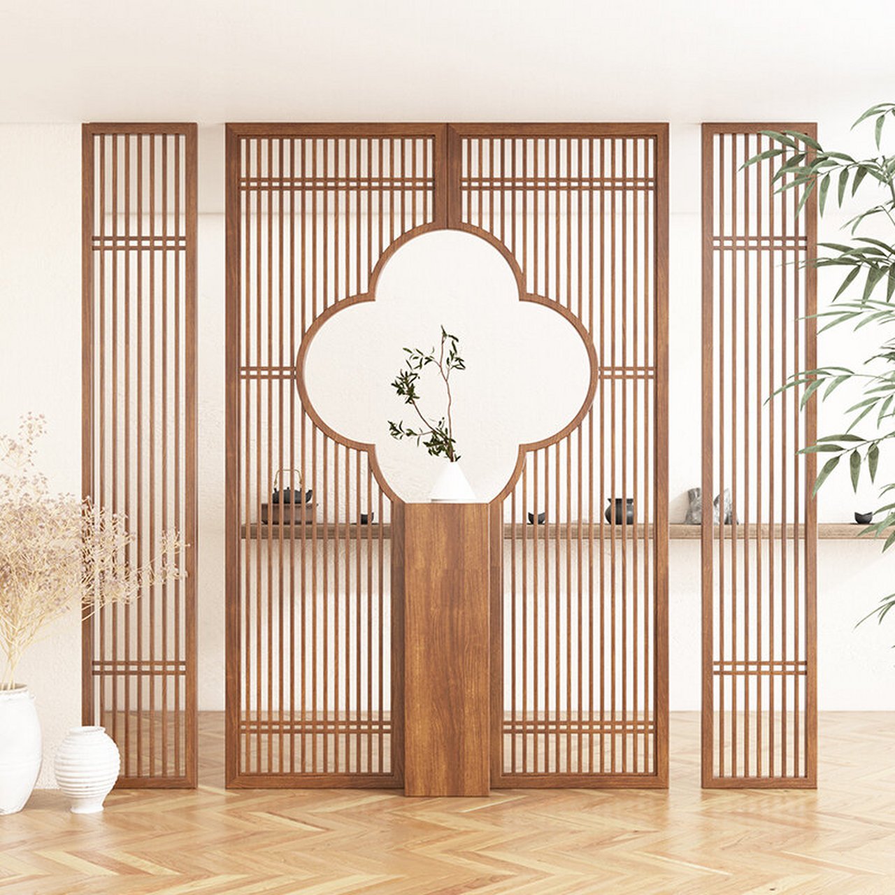 实木栅栏屏风隔断客厅丨提高品质丨美观大气 这个格栅的工艺看着虽然