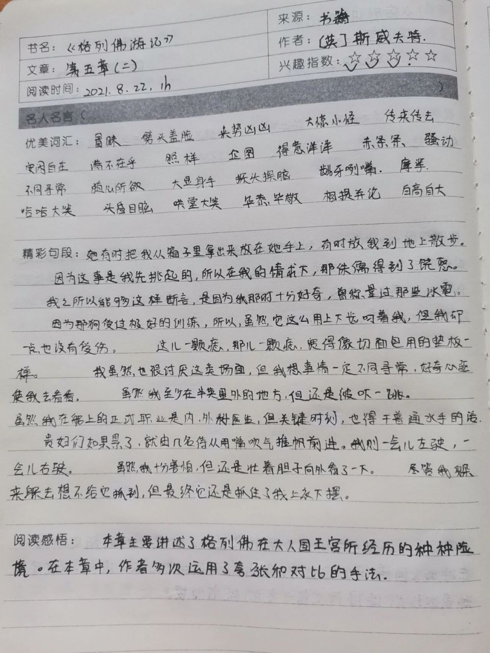 《格列佛游记》读书笔记 第二卷第五章