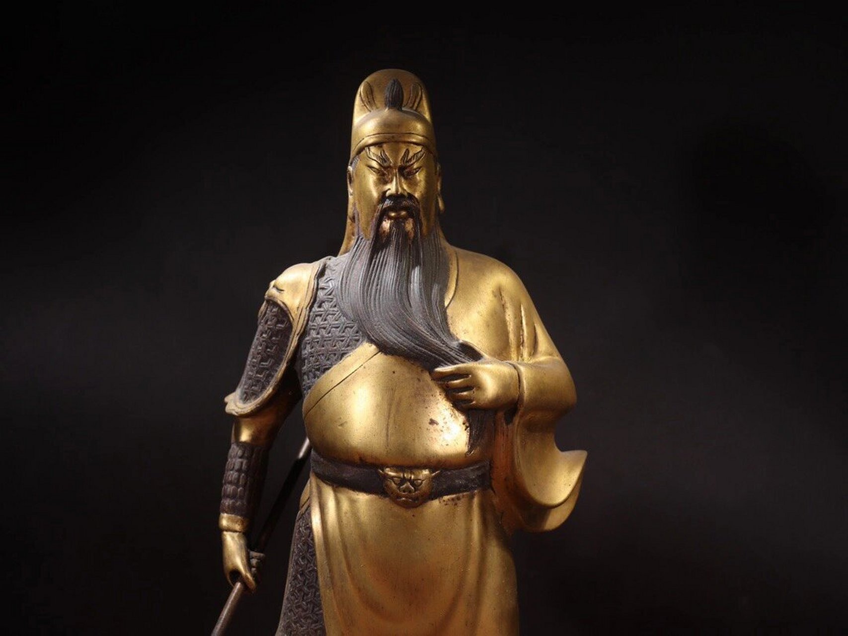 藏家让藏,铜鎏金 关公造像摆件,规格:高28cm 藏家让藏,铜鎏金 关公