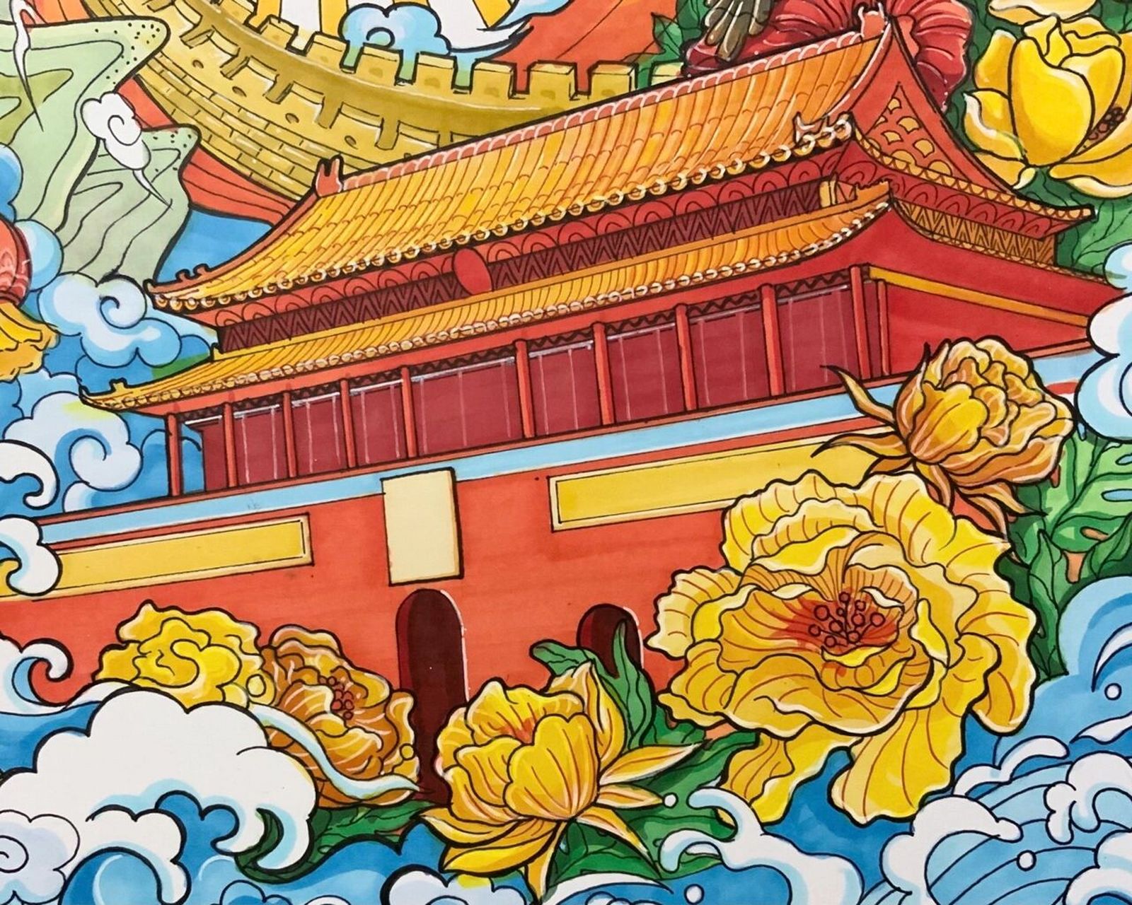 天安城门图片彩绘图片