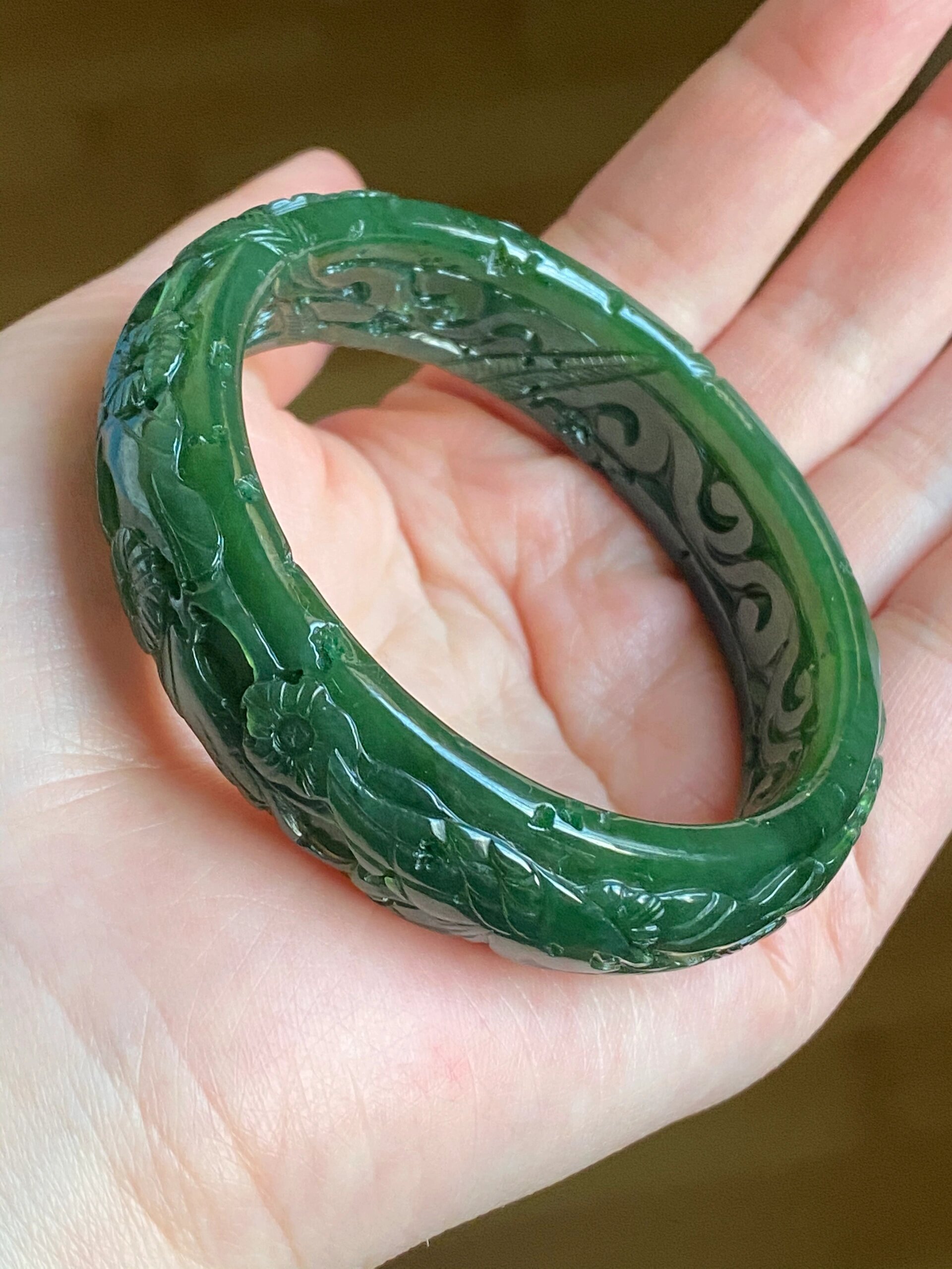 碧玉天然和田玉雕花手镯