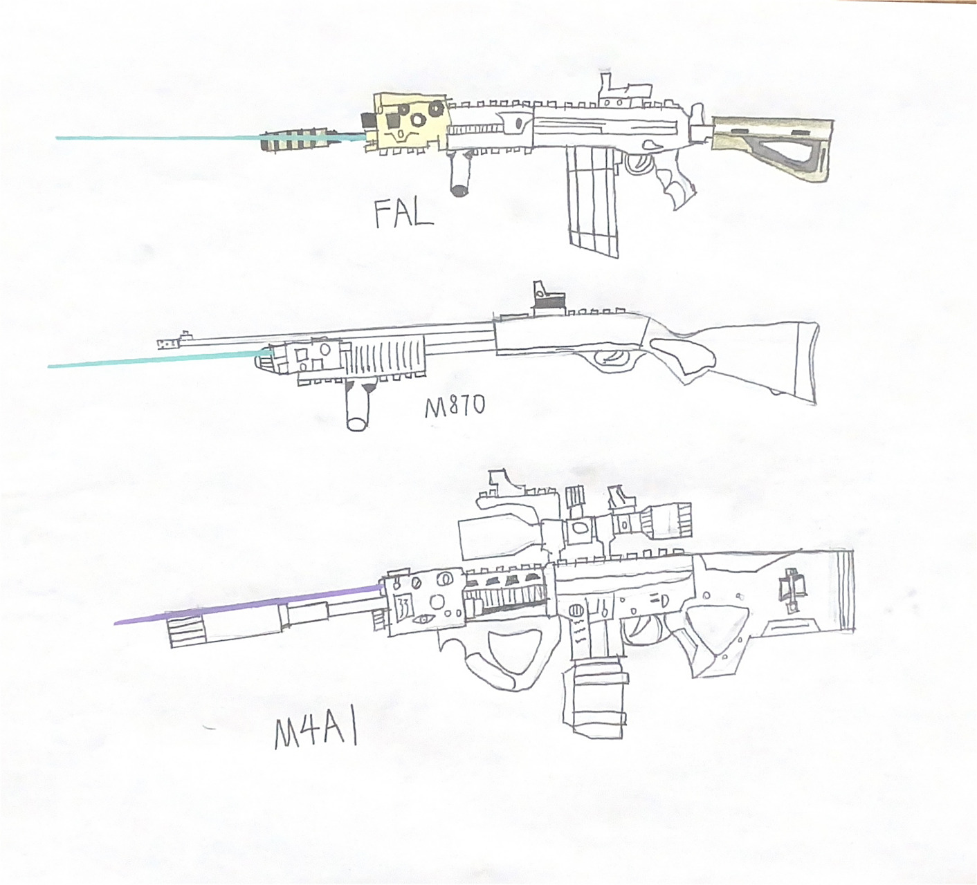 暗区突围枪械绘画 满改法老 满改m870 满改m4a1绘画