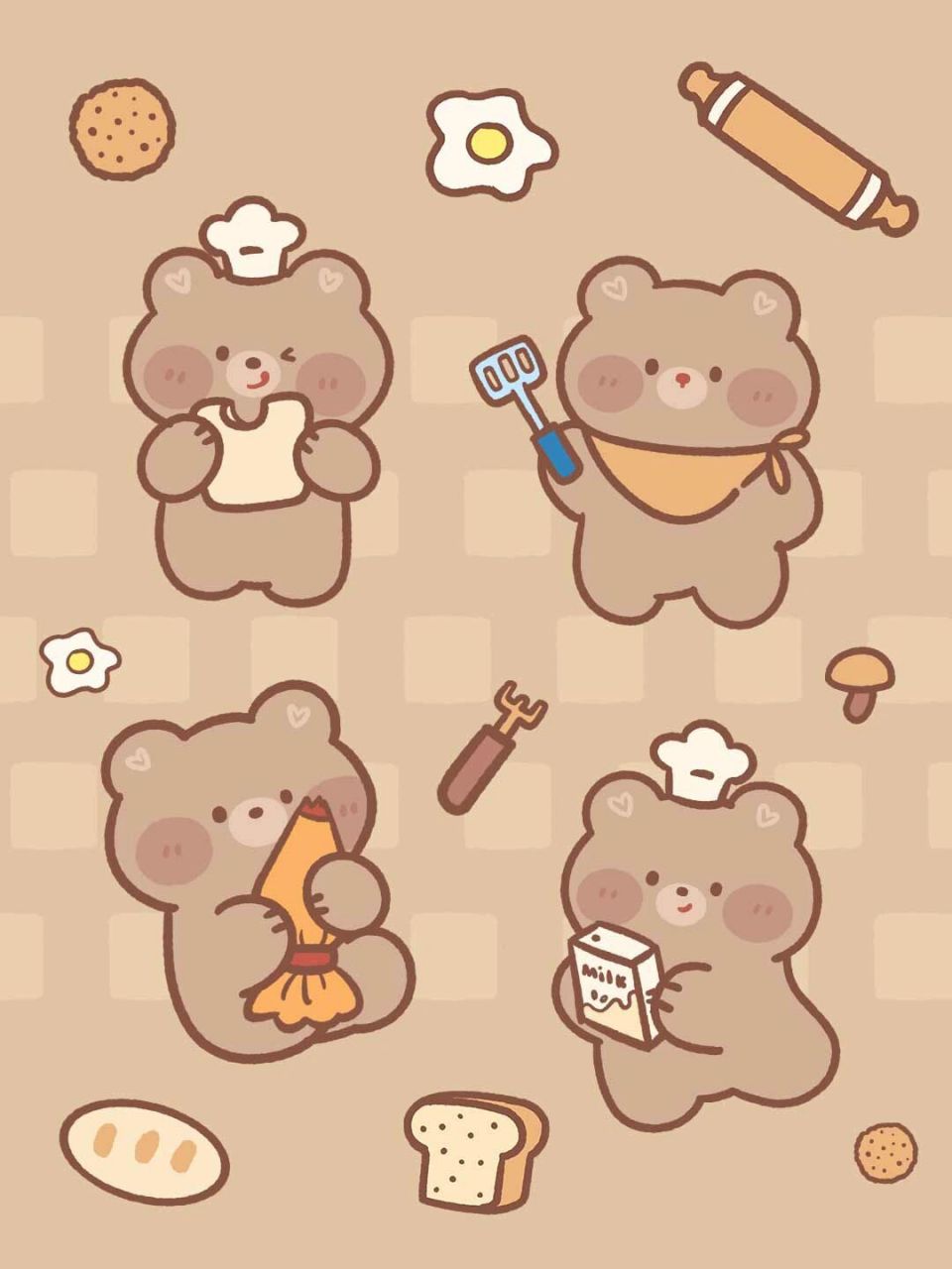 原创插画|面包小熊|可爱头像 93原创9215商用9215二改 93